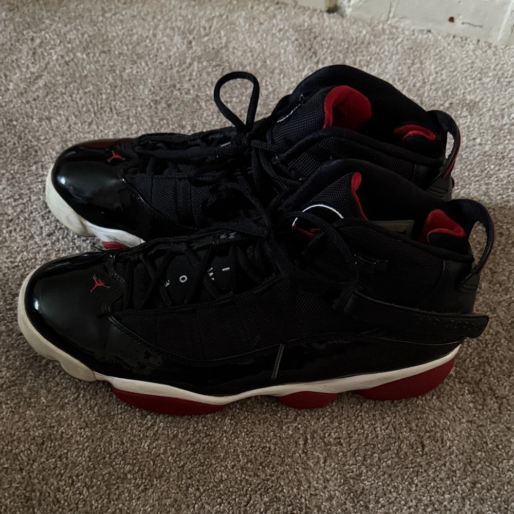 Jordan Retro 6 Rings High-Top Sneakers in Black, Red, White - Picture 2 of 5